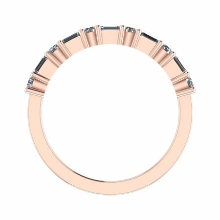 Dara Baguette & Round Trendy Moissanite Wedding Ring rosegold