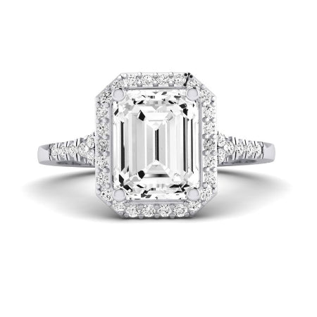Desert Rose Diamond Matching Band Only (engagement Ring Not Included) For Ring With Emerald Center whitegold