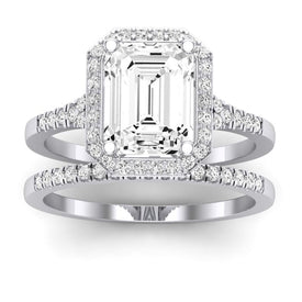 Desert Rose Diamond Matching Band Only (engagement Ring Not Included) For Ring With Emerald Center whitegold