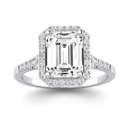 Desert Rose Diamond Matching Band Only (engagement Ring Not Included) For Ring With Emerald Center whitegold