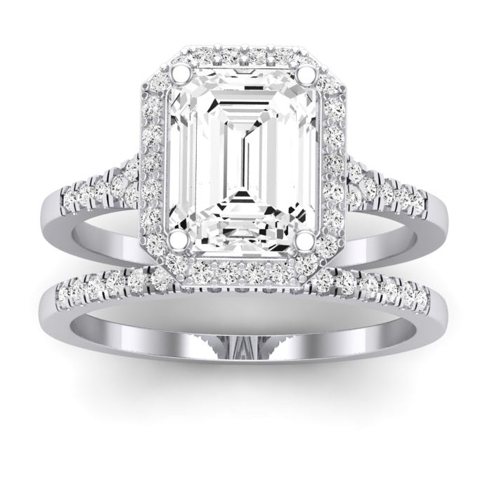 Desert Rose Emerald Moissanite Bridal Set whitegold