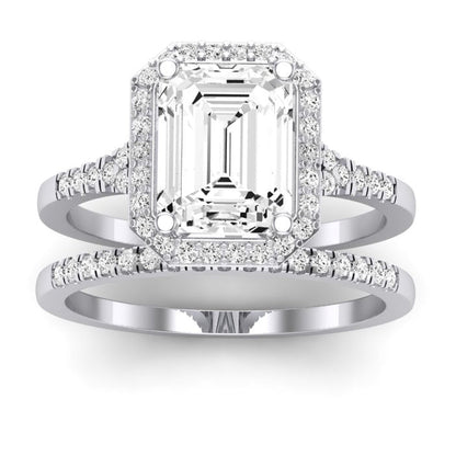 Desert Rose Emerald Moissanite Bridal Set whitegold