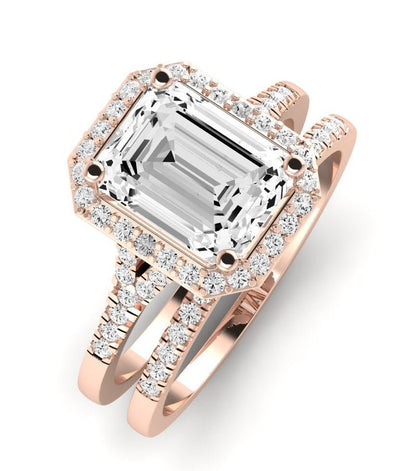 Desert Rose Emerald Moissanite Bridal Set rosegold