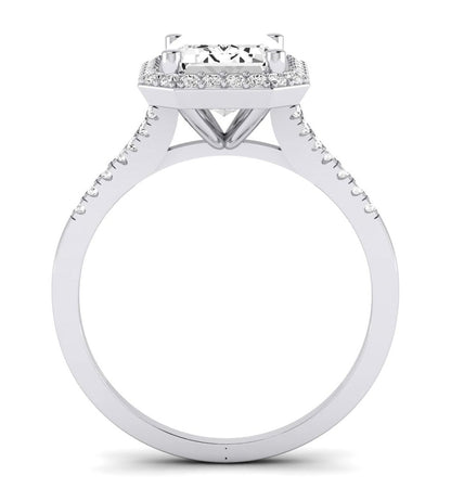 Desert Rose Emerald Moissanite Engagement Ring whitegold