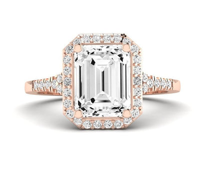 Desert Rose Emerald Moissanite Engagement Ring rosegold