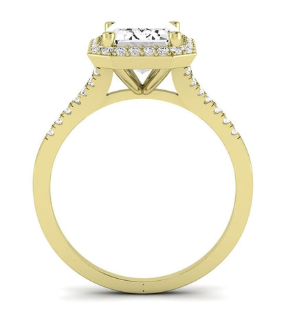 Desert Rose Emerald Moissanite Engagement Ring yellowgold