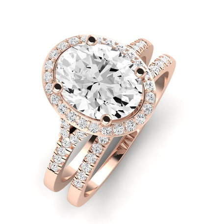 Desert Rose Moissanite Matching Band Only (engagement Ring Not Included) For Ring With Oval Center rosegold