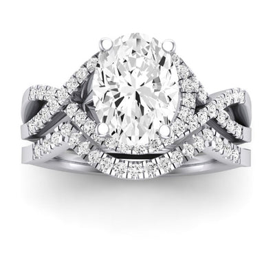 Dianella Diamond Matching Band Only (does Not Include Engagement Ring)  For Ring With Oval Center whitegold