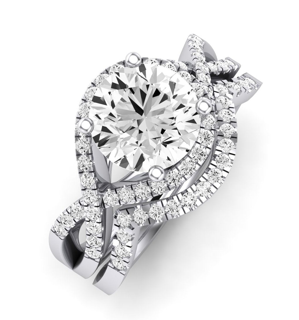 Dianella Matching Band Only (does Not Include Engagement Ring)  For Ring With Round Center whitegold