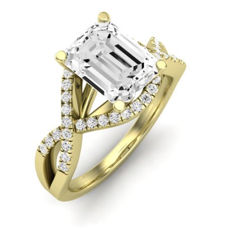 Dianella Moissanite Matching Band Only (does Not Include Engagement Ring)  For Ring With Emerald Center yellowgold