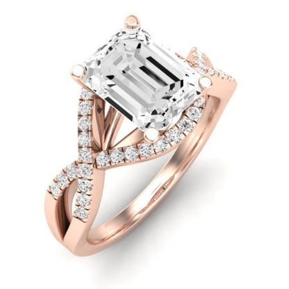 Dianella Moissanite Matching Band Only (does Not Include Engagement Ring)  For Ring With Emerald Center rosegold