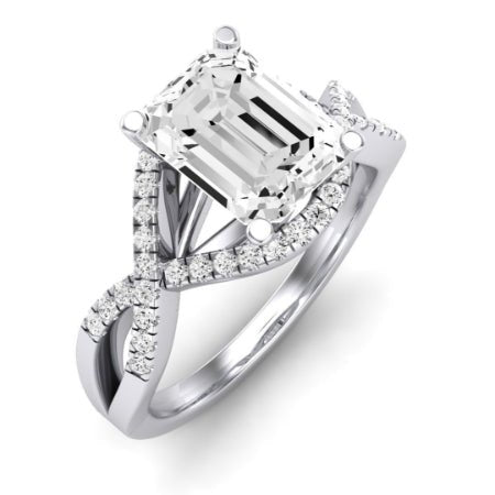 Dianella Moissanite Matching Band Only (does Not Include Engagement Ring)  For Ring With Emerald Center whitegold
