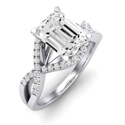 Dianella Moissanite Matching Band Only (does Not Include Engagement Ring)  For Ring With Emerald Center whitegold