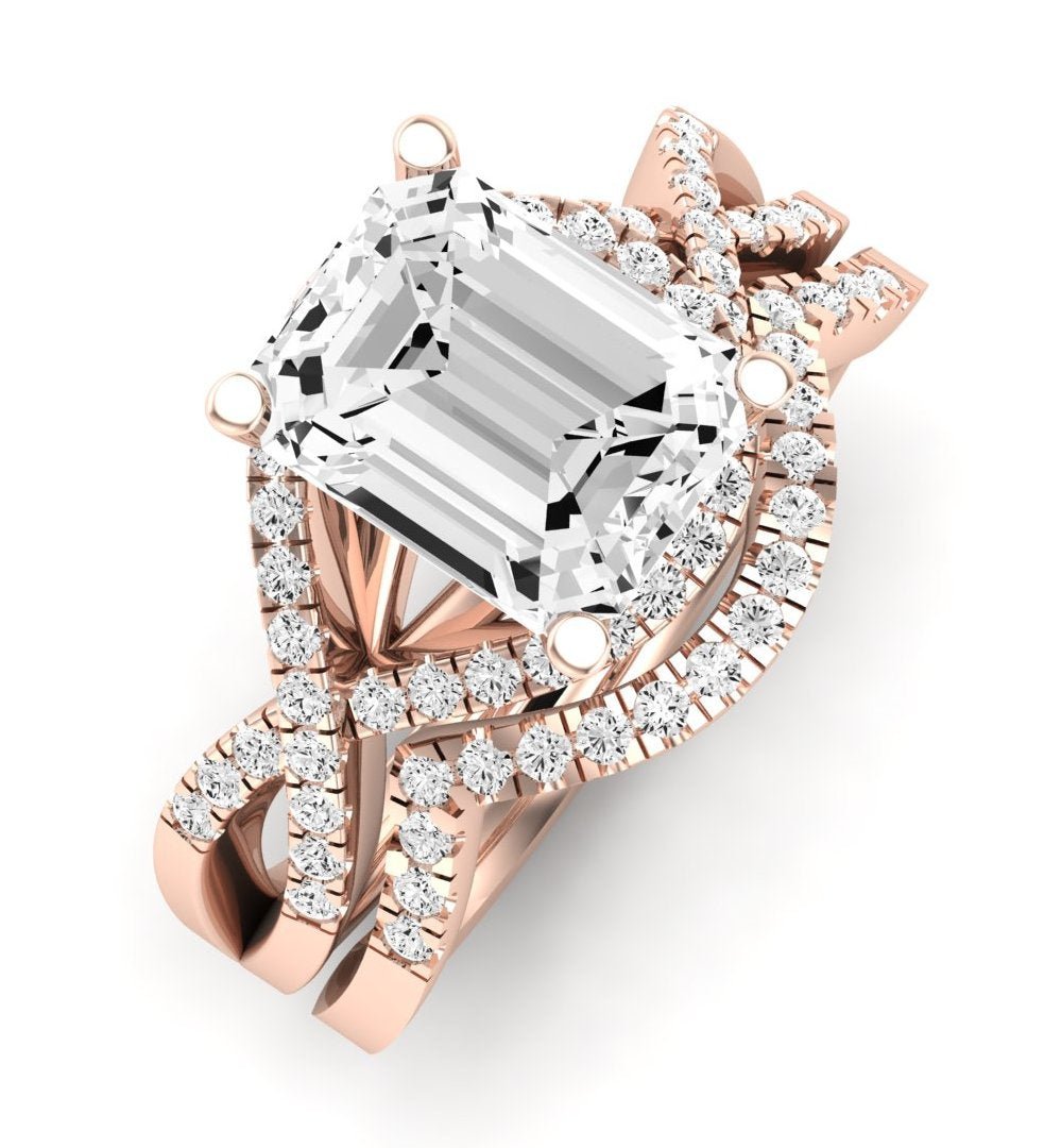 Dianella Moissanite Matching Band Only (does Not Include Engagement Ring)  For Ring With Emerald Center rosegold
