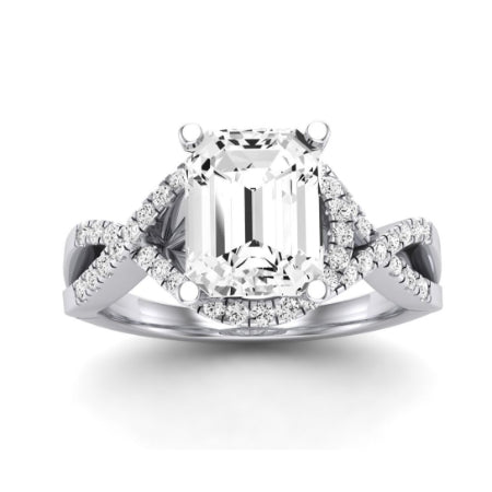 Dianella Moissanite Matching Band Only (does Not Include Engagement Ring)  For Ring With Emerald Center whitegold