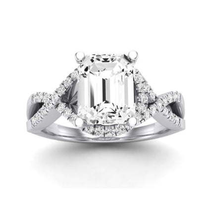 Dianella Moissanite Matching Band Only (does Not Include Engagement Ring)  For Ring With Emerald Center whitegold