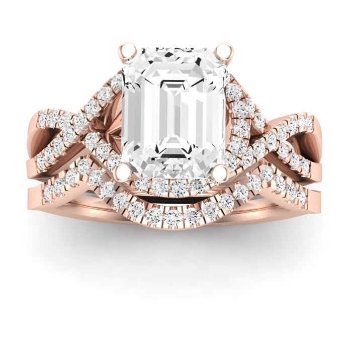 Dianella Moissanite Matching Band Only (does Not Include Engagement Ring)  For Ring With Emerald Center rosegold