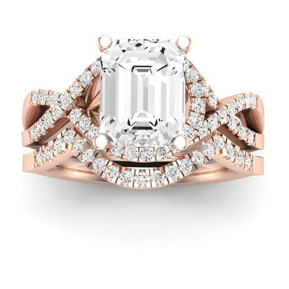 Dianella Moissanite Matching Band Only (does Not Include Engagement Ring)  For Ring With Emerald Center rosegold