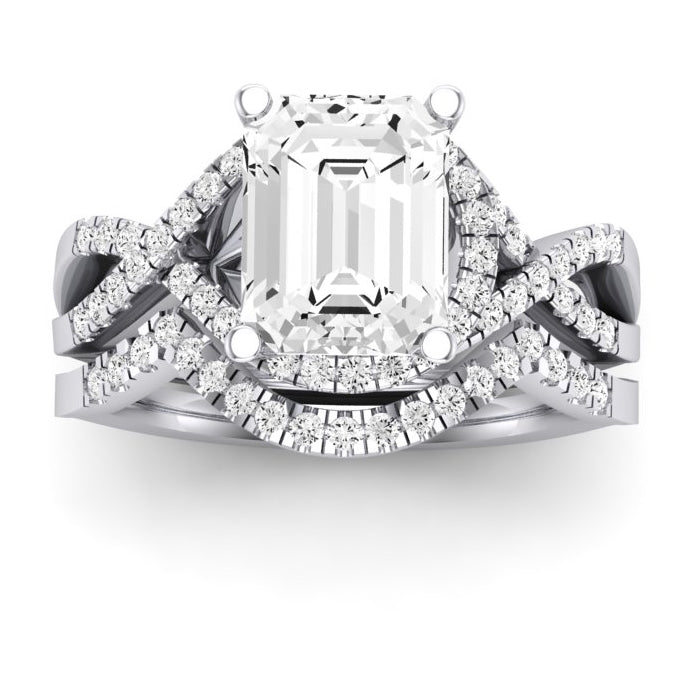 Dianella Moissanite Matching Band Only (does Not Include Engagement Ring)  For Ring With Emerald Center whitegold