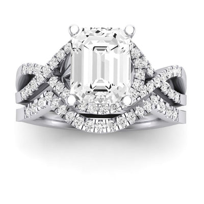 Dianella Moissanite Matching Band Only (does Not Include Engagement Ring)  For Ring With Emerald Center whitegold