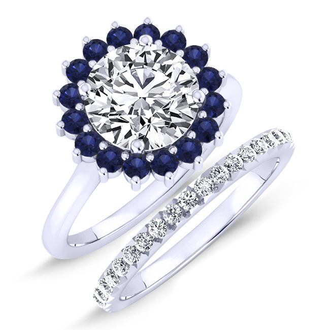 Dicentra - GIA Natural Round Diamond Bridal Set