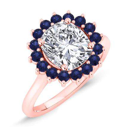 Dicentra Moissanite Matching Band Only (engagement Ring Not Included) For Ring With Cushion Center rosegold