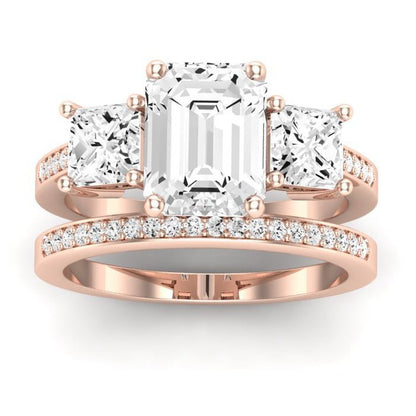 Dietes Emerald Moissanite Bridal Set rosegold