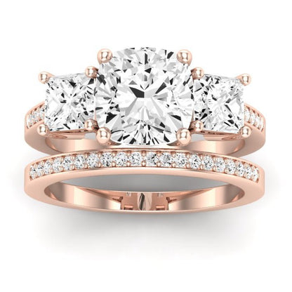 Dietes Moissanite Matching Band Only (does Not Include Engagement Ring) For Ring With Cushion Center rosegold