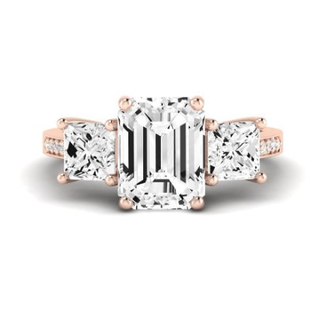 Dietes Moissanite Matching Band Only (does Not Include Engagement Ring) For Ring With Emerald Center rosegold