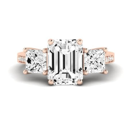 Dietes Moissanite Matching Band Only (does Not Include Engagement Ring) For Ring With Emerald Center rosegold