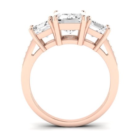 Dietes Moissanite Matching Band Only (does Not Include Engagement Ring) For Ring With Emerald Center rosegold