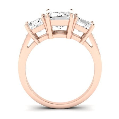 Dietes Moissanite Matching Band Only (does Not Include Engagement Ring) For Ring With Emerald Center rosegold
