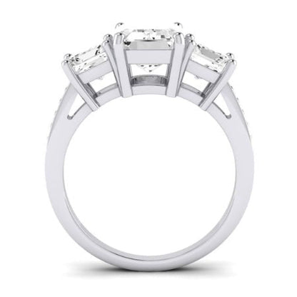 Dietes Moissanite Matching Band Only (does Not Include Engagement Ring) For Ring With Emerald Center whitegold