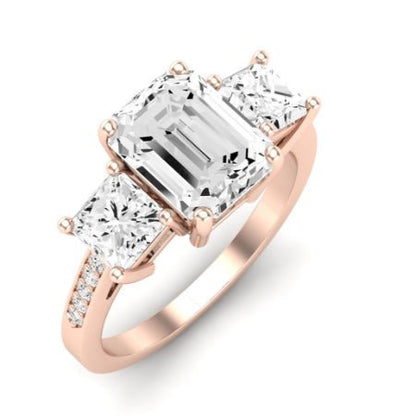 Dietes Moissanite Matching Band Only (does Not Include Engagement Ring) For Ring With Emerald Center rosegold