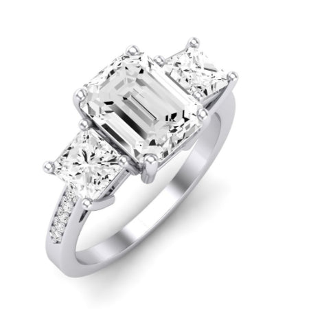 Dietes Moissanite Matching Band Only (does Not Include Engagement Ring) For Ring With Emerald Center whitegold