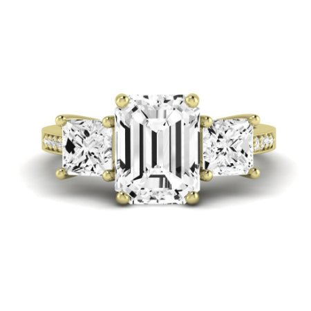 Dietes Moissanite Matching Band Only (does Not Include Engagement Ring) For Ring With Emerald Center yellowgold
