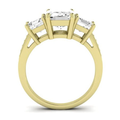 Dietes Moissanite Matching Band Only (does Not Include Engagement Ring) For Ring With Emerald Center yellowgold