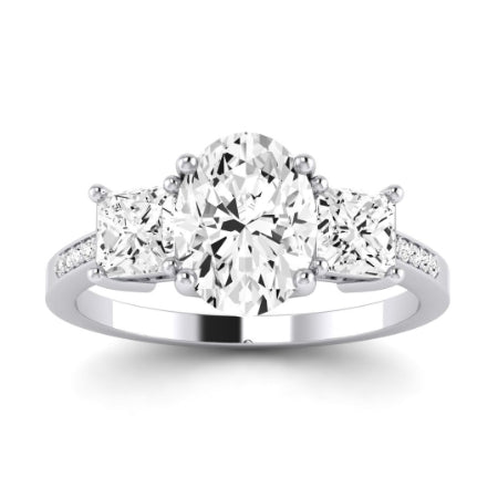 Dietes Moissanite Matching Band Only (does Not Include Engagement Ring) For Ring With Oval Center whitegold