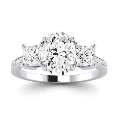 Dietes Moissanite Matching Band Only (does Not Include Engagement Ring) For Ring With Oval Center whitegold