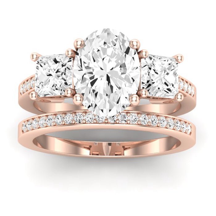 Dietes Moissanite Matching Band Only (does Not Include Engagement Ring) For Ring With Oval Center rosegold