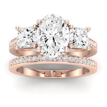 Dietes Moissanite Matching Band Only (does Not Include Engagement Ring) For Ring With Oval Center rosegold