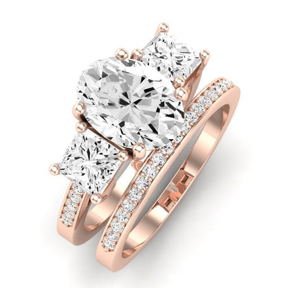 Dietes Moissanite Matching Band Only (does Not Include Engagement Ring) For Ring With Oval Center rosegold