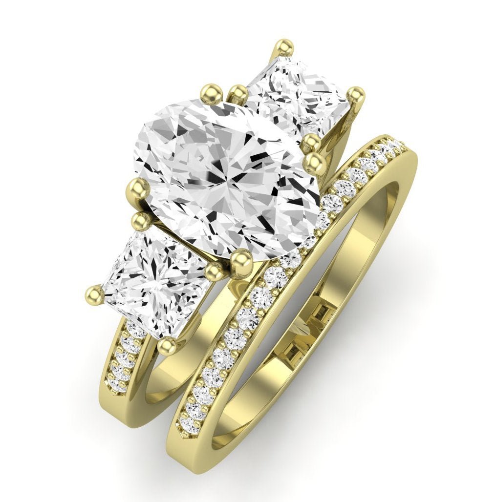 Dietes Moissanite Matching Band Only (does Not Include Engagement Ring) For Ring With Oval Center yellowgold