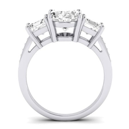 Dietes Moissanite Matching Band Only (does Not Include Engagement Ring) For Ring With Oval Center whitegold