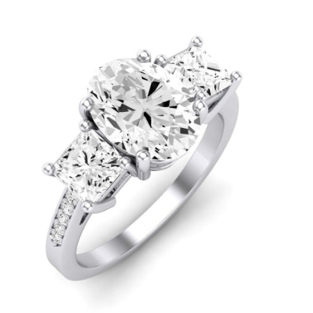 Dietes Moissanite Matching Band Only (does Not Include Engagement Ring) For Ring With Oval Center whitegold