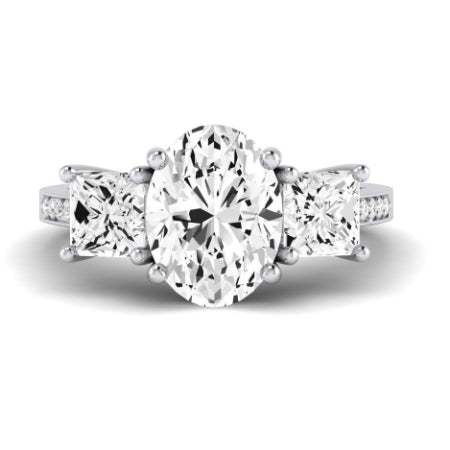 Dietes Moissanite Matching Band Only (does Not Include Engagement Ring) For Ring With Oval Center whitegold