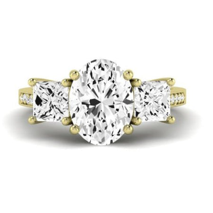 Dietes Moissanite Matching Band Only (does Not Include Engagement Ring) For Ring With Oval Center yellowgold