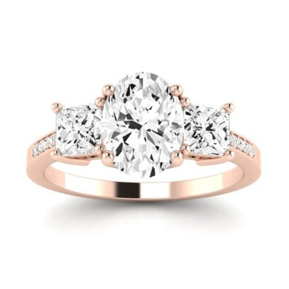 Dietes Moissanite Matching Band Only (does Not Include Engagement Ring) For Ring With Oval Center rosegold