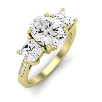 Dietes Moissanite Matching Band Only (does Not Include Engagement Ring) For Ring With Oval Center yellowgold