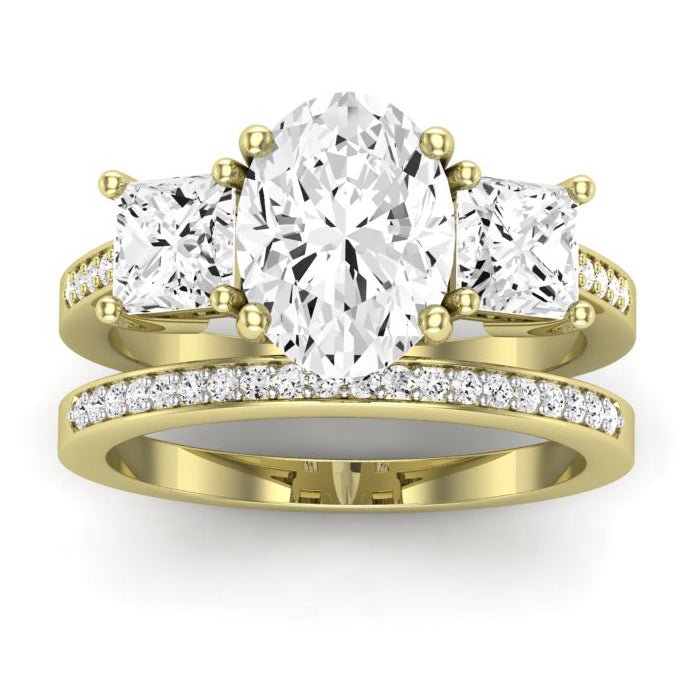 Dietes Moissanite Matching Band Only (does Not Include Engagement Ring) For Ring With Oval Center yellowgold